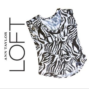 LOFT Women’s Sleeveless Shirt Linen Zebra